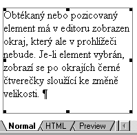 Pklad zobrazen obtkanho odstavce v zobrazen Normal